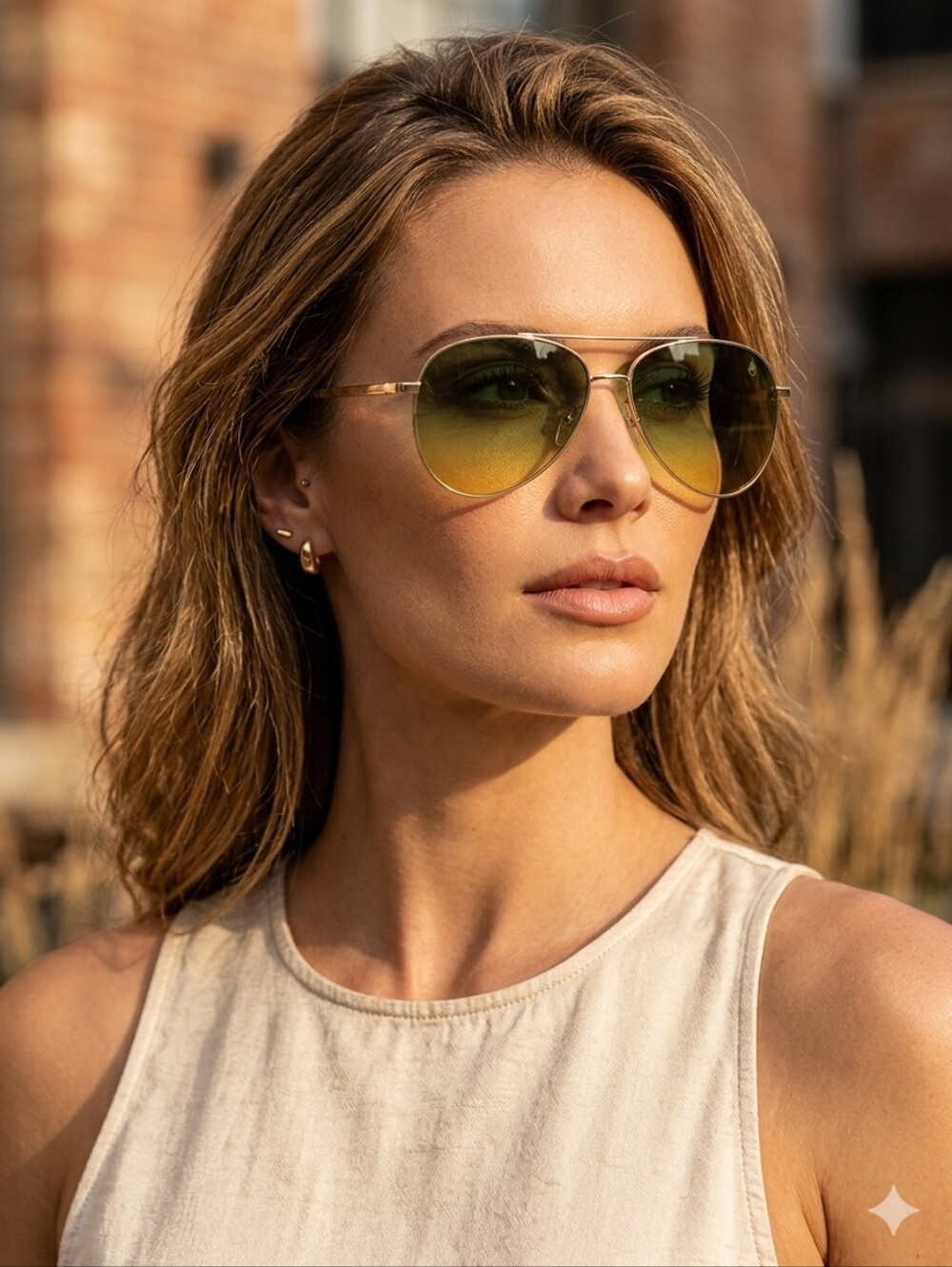 American Bonfire Co. Old School Lane Frost Polarized Aviator Sunglasses Gold
